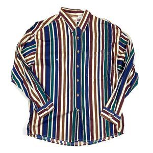 VTG 90s Colorful Stripes L/S Button-Front Shirt